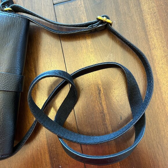 Fossil Kinley Small Black Fold Over Leather Crossbody Bag Black Pebbled Leather - Picture 15 of 16